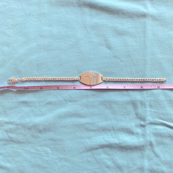 Adult - 925 Italian Silver Medic alert bracelet - Picture 1 of 6